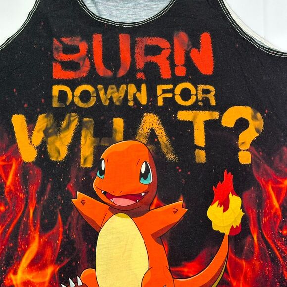 Burn Down For What Charmander Let's Rage Tank Top - Red, XL - Picture 2 of 7